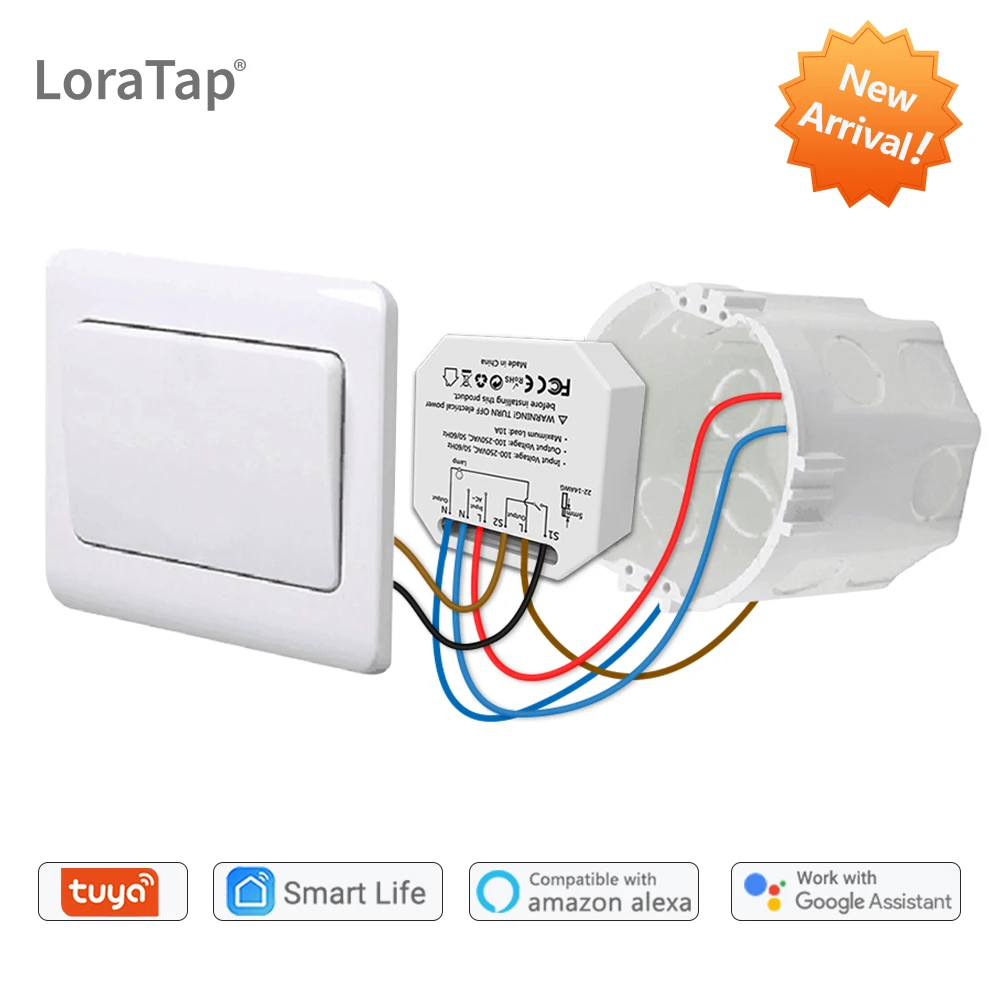 LoraTap Wireless Switch Kit, with 10min 30min Timer, 2500W Receiver, 868Mhz  Radio Transmitter, Back and forth, Wall Remote Control for VMC Lighting