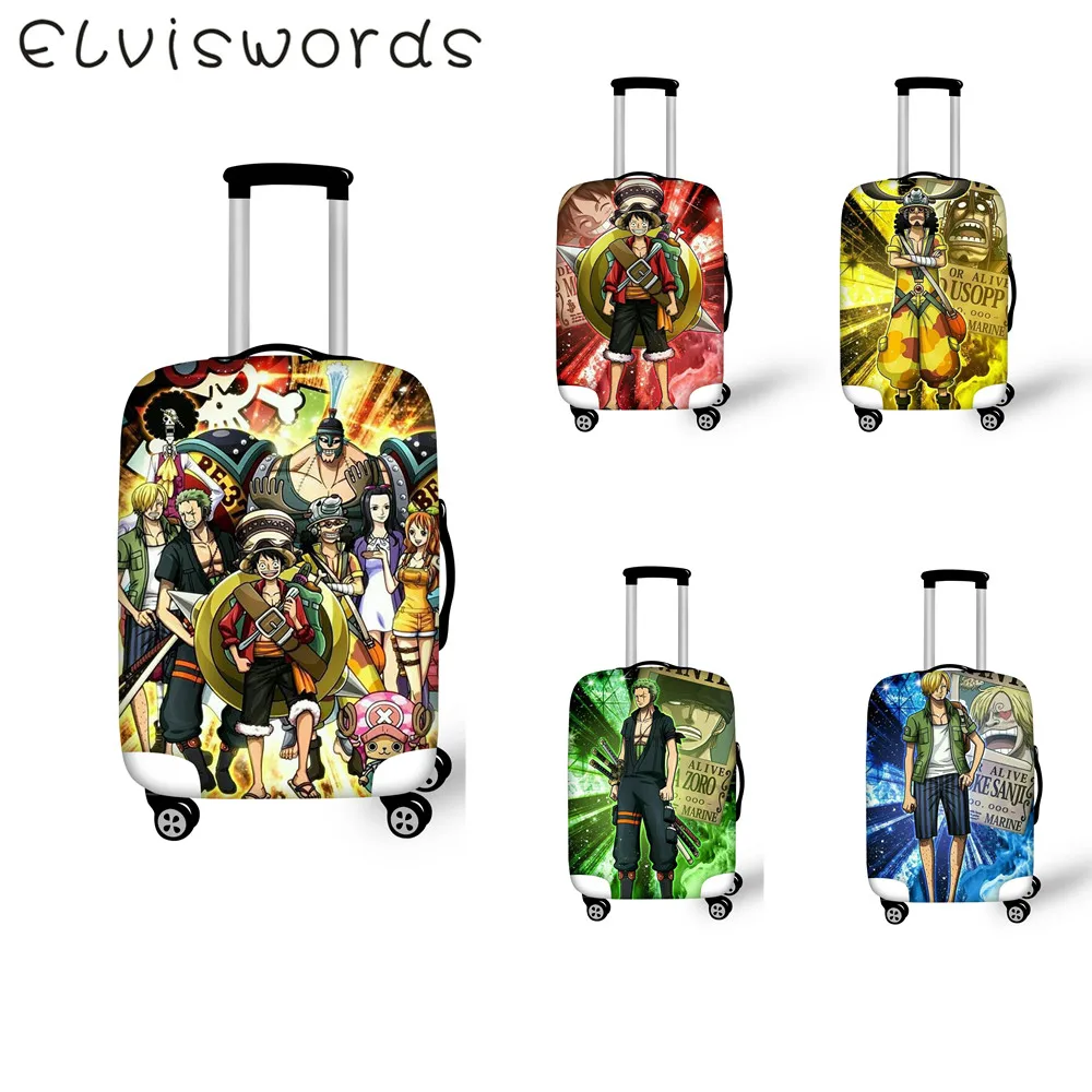 

ELVIESWORDS Suitcase Cover Anime One piece Design Travel Goods Elastic waterproof Luggage Cover Size 18-32 inch Luggage tag