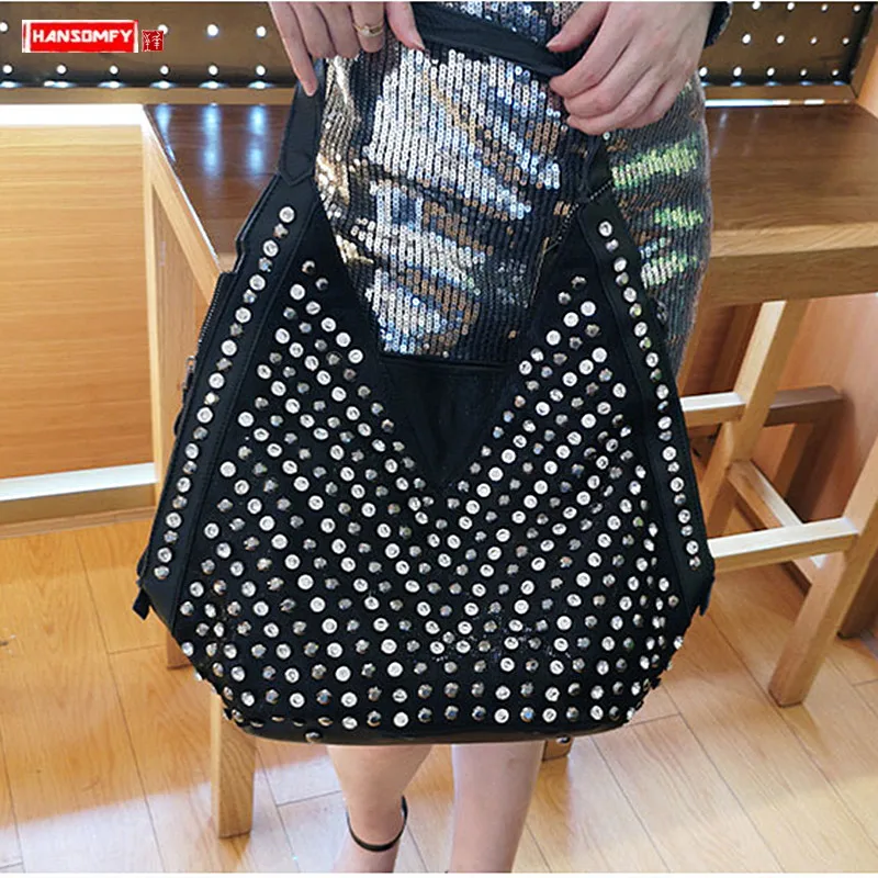 

2020 Luxury fahsion diamonds Women's handbag rivet rhinestone bag big female shoulder messenger bag ladies large capacity bags