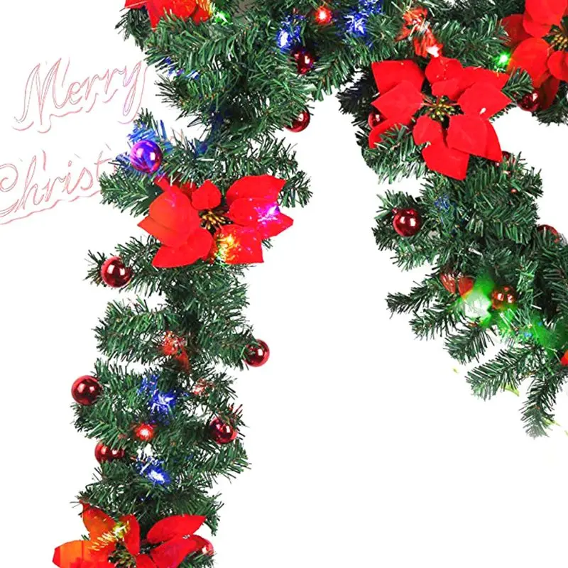 2,7 м Рождественская гирлянда камин лестница золотые безделушки цветы Рождественская елка Декор