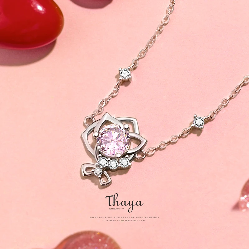 

Thaya 925 Sterling Silver Crystal Romantic Rose Wedding Nacklaces Vintage Design Flower Necklace For Women Fine Jewelry