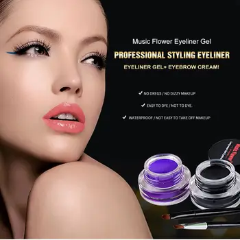 

2PC Waterproof Black Eyeliner Gel Makeup Cosmetic Eye Liner With Brush Long-lasting Beauty Women Cosmetic