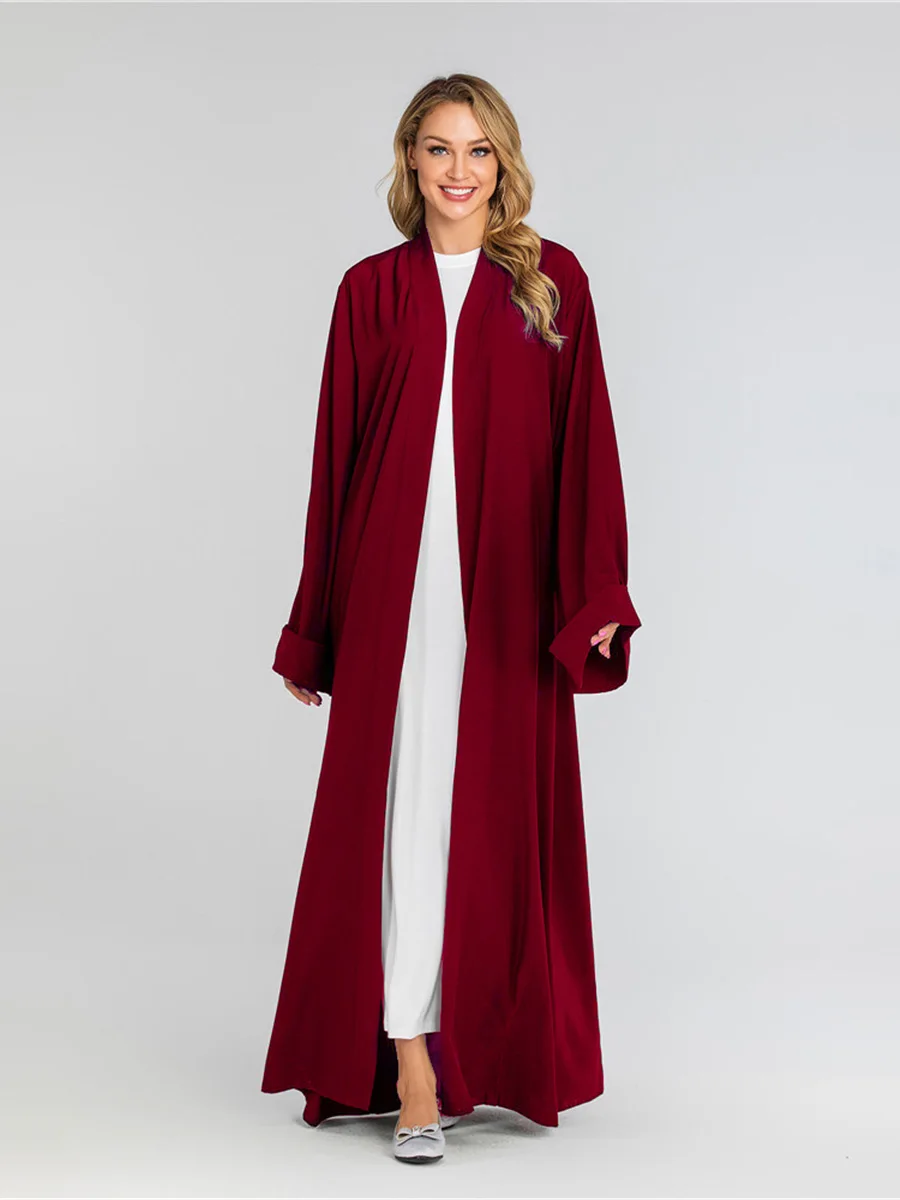 Абая для женщин Мода Дубай мусульманское платье кафтан кимоно Бангладеш халат мусульман мусульманская одежда Кафтан марокаин турецкий ОАЭ - Цвет: Красный