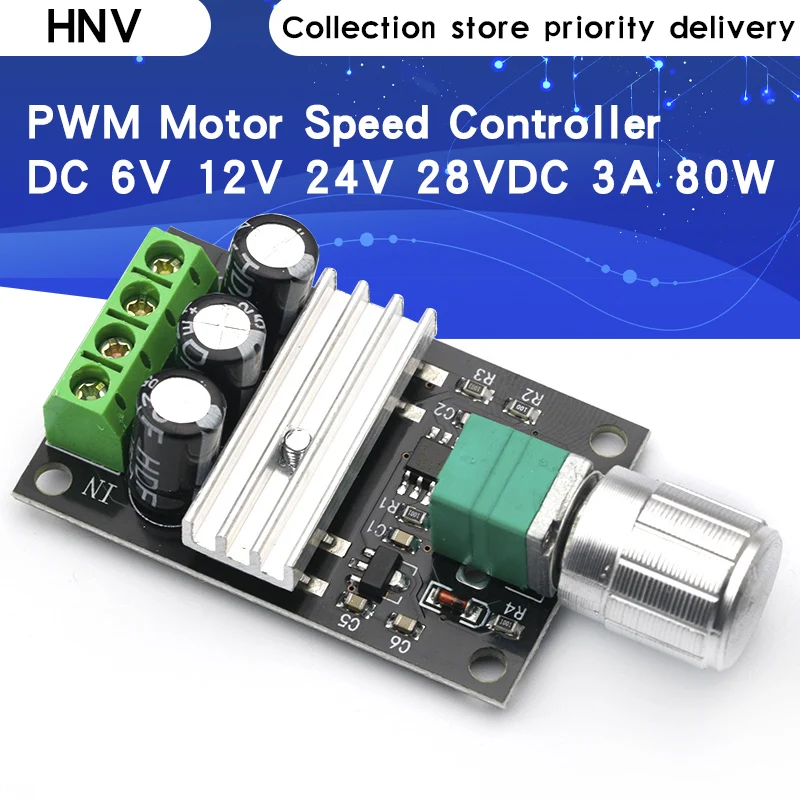 DC 6V 12V 24V 28VDC 3A 80W ШИМ регулятор скорости двигателя Регулируемый переменной с