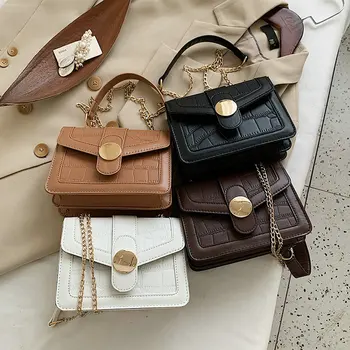 

Solid Mini PU Leather Crossbody Bag For Women Chain Design Shoulder Bags 2020 New Women's Handbags Purses Totes 6435