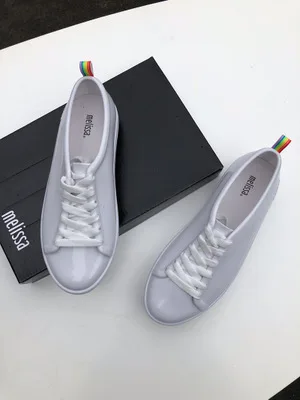 Melissa Mickey/Новинка года; женские сандалии на плоской подошве; Брендовая обувь melissa для женщин; прозрачные сандалии; женская прозрачная обувь со шнурками - Цвет: white