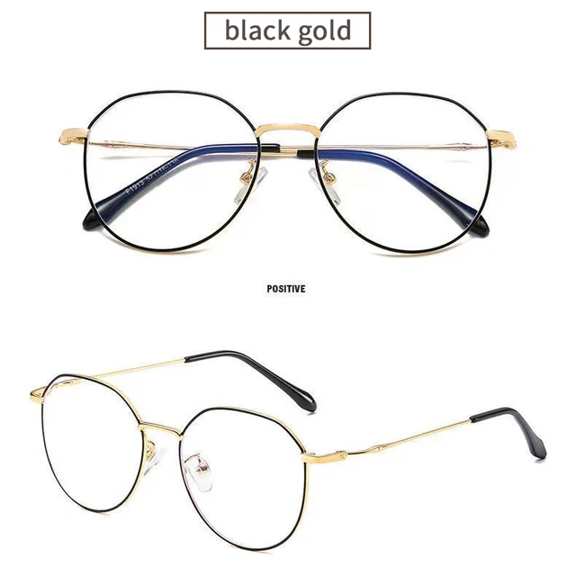 Metal Round Anti Blue Light Glasses Women Men Classic Square Eyeglasses Frames Transparent Computer Glasses Oculos Feminino black gold