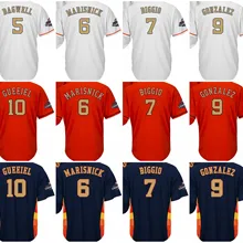 A+++ Качественная мужская Золотая Футболка Houston 5 Bagwell 6 Marisnick 7 Craig Biggio 9 Gonzalez 10 Yuli Gurriel