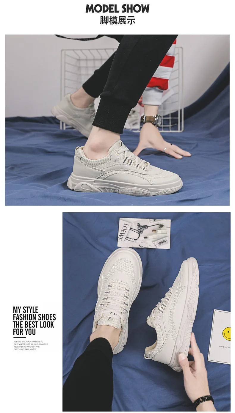 Spring New Style Men's Casual White Shoes Lightweight Breathable Running Shoes Versatile Mesh Athletic Shoes Men's