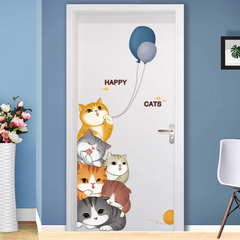 [SHIJUEHEZI] милые наклейки на стену для кошек ПВХ материал DIY настенные с животными