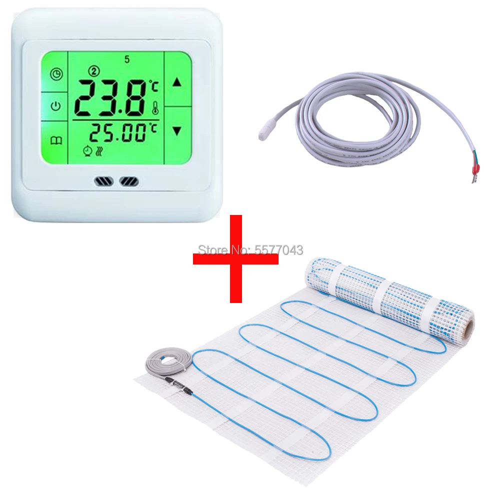 3M2 150W/M2 Floor Heating Mat 0.5mX6m For Bath Room 220V 450W With Choice Thermostat