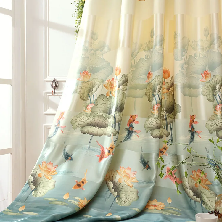 Напечатанный китайский стиль свежий занавес s для гостиной столовой спальни половина тени занавес ткань готовая занавес