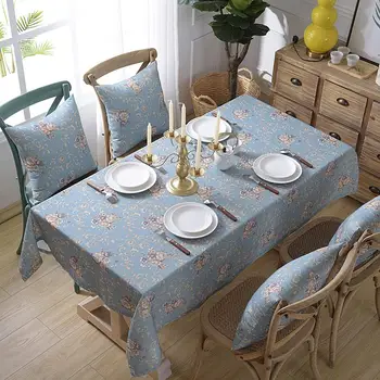 

34 Linen Tablecloth Double-side Waterproof Oilproof Thick Rectangular Dining Table Cover Tea Table Cloth Plaid Decorative