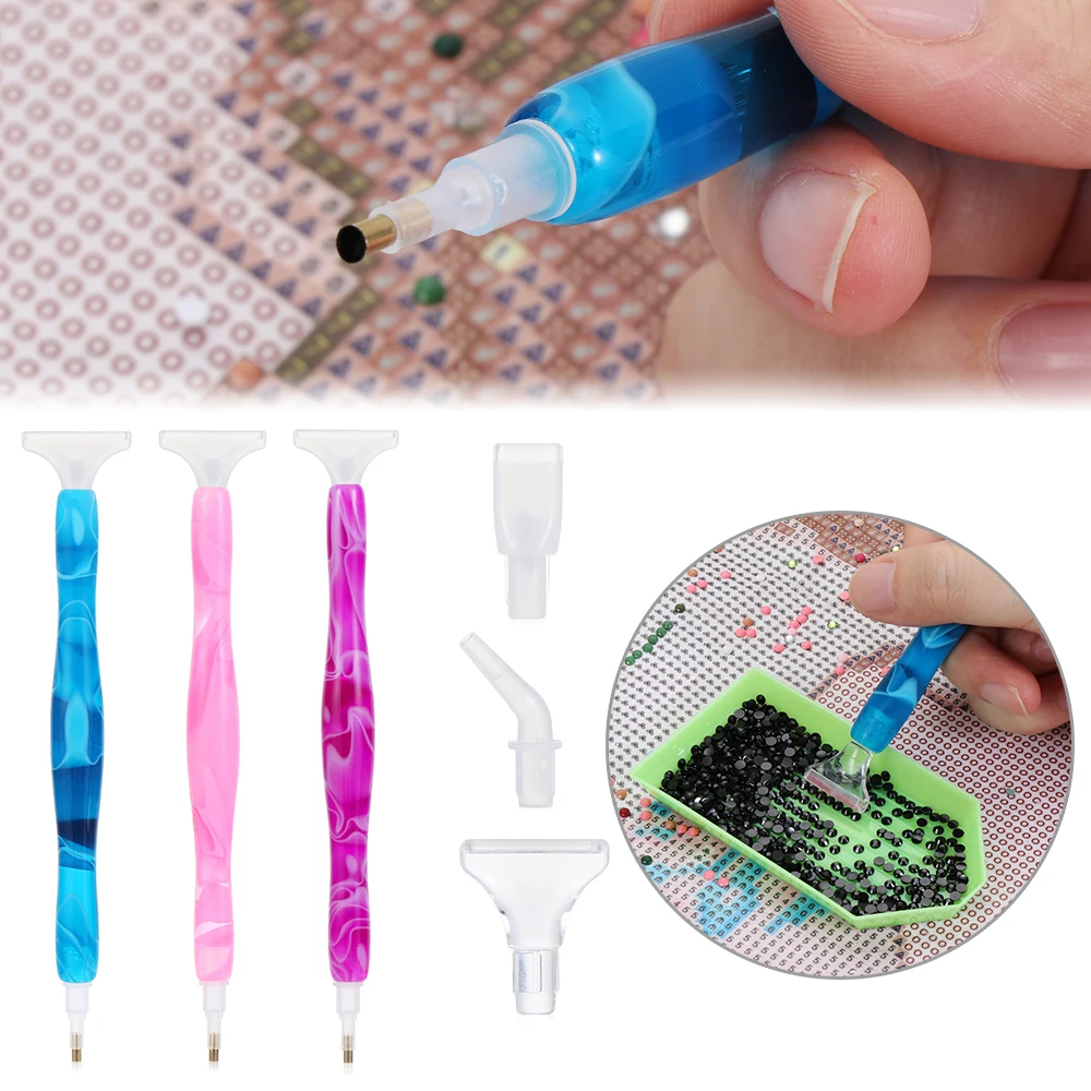 Spiral Flower Resin Diamond Painting Pen Dual Head Point Drill Pen 5D Diamond Painting Cross Stitch Embroidery DIY Nail Art Tool