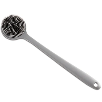 

Soft Silicone Back Scrubber Shower, Bath Body Brush With a Long Handle, Bpa-Free, Non-Slip, Gray
