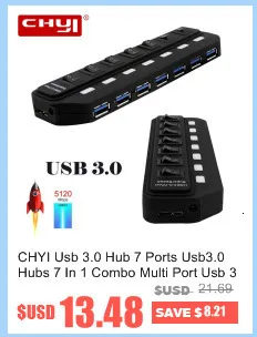 CHYI 7 портов Usb Hub 3,0 мульти Usb3.0 хаб 5 Гбит/с Супер Скоростной сплиттер с переключателем вкл/выкл адаптер питания аксессуары для ПК компьютера