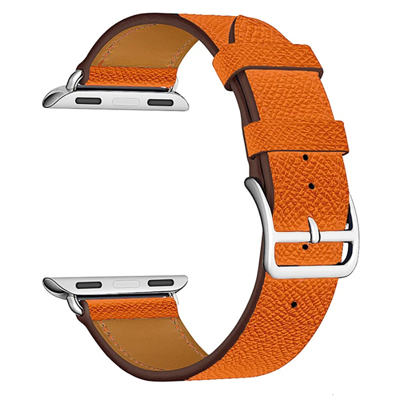 Ремешок из коровьей кожи для Apple Watch Band 44 мм iwatch Series 5 4 3 2 1 умные Аксессуары 42 мм петля 38 мм Замена браслета 40 мм - Цвет ремешка: Cross pattern orange