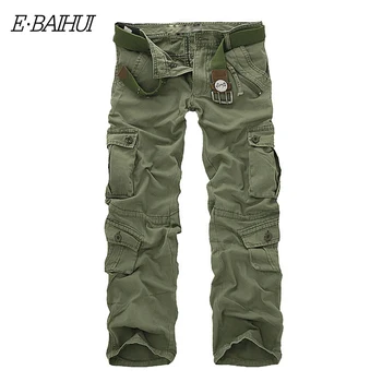 

E-BAIHUI New Fashion Military Cargo Pants Men Loose Baggy Tactical Trousers Oustdoor Casual Cotton Cargo Pants Men Multi Pockets