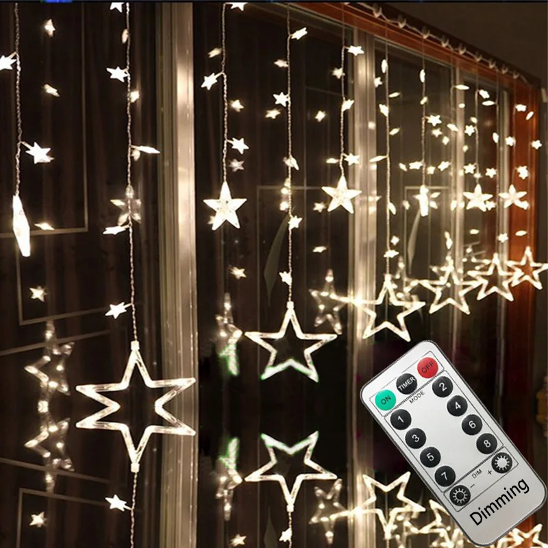 Kaufen AC110V oder 220V Urlaub Beleuchtung LED lichterkette Stern Vorhang String luminarias Girlande Dekoration Weihnachten Hochzeit Licht 3M