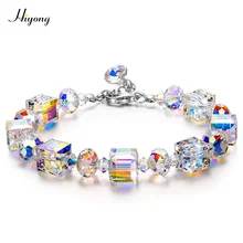 Модный браслет с геометрическим многоугольным бисером и кристаллами Авроры для женщин, браслет на цепочке для тенниса, свадебные браслеты, подарок