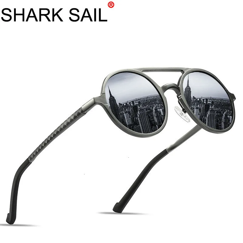 

SHARK SAIL Polarized Sunglasses Men Women Round TAC Lens Alloy Frame Brand Designer Driving Sun Glasses Oculos De Sol UV400