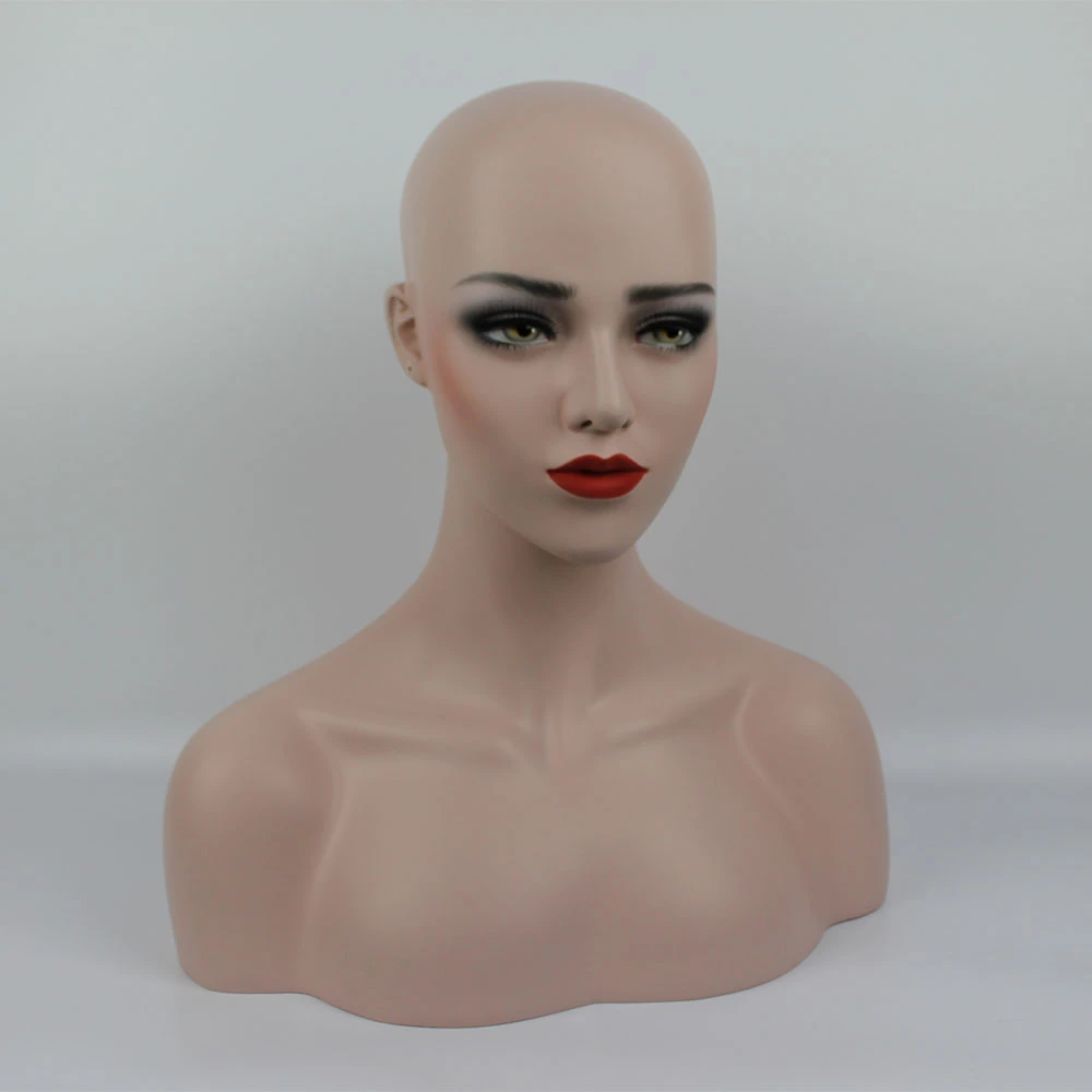 Realistic Female Mannequin Head With Shoulder Manikin Head Bust For Wigs Beauty Accessories