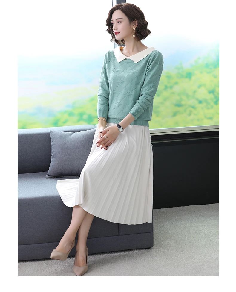 ASLTW Two Side Wear Sweater Woman Autumn Long Sleeve Pullovers Jumper Pull Femme High Quality Lapel Women's Sweater
