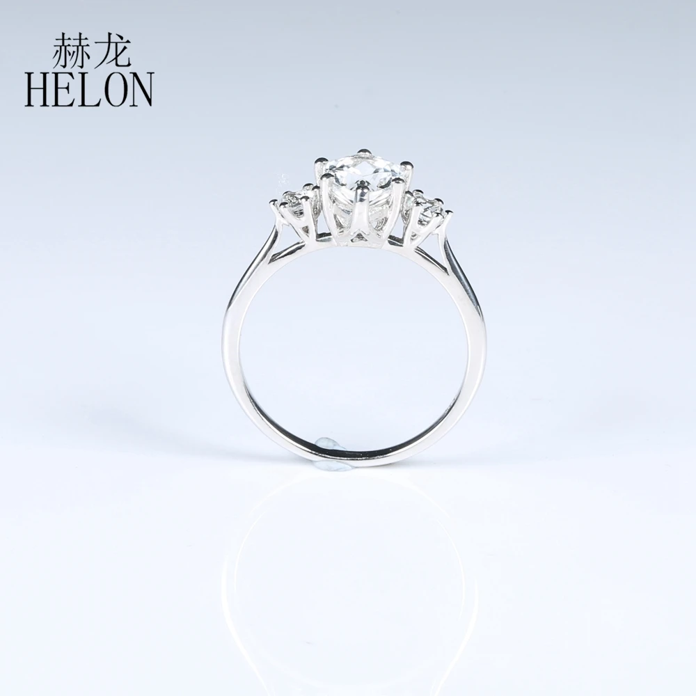 HELON стерлингового серебра 925 Сертифицированный Груша 6x8 мм натуральный белый топаз Обручение обручальное кольцо настройки Для женщин ювелирные изделия