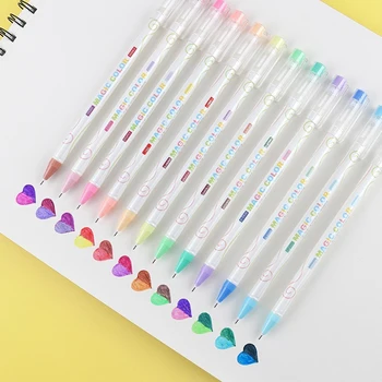 

12pcs/set Creative Friction Change 0.5mm Gel Pen Erasable Double Color Pen Thermal Discoloration Pen