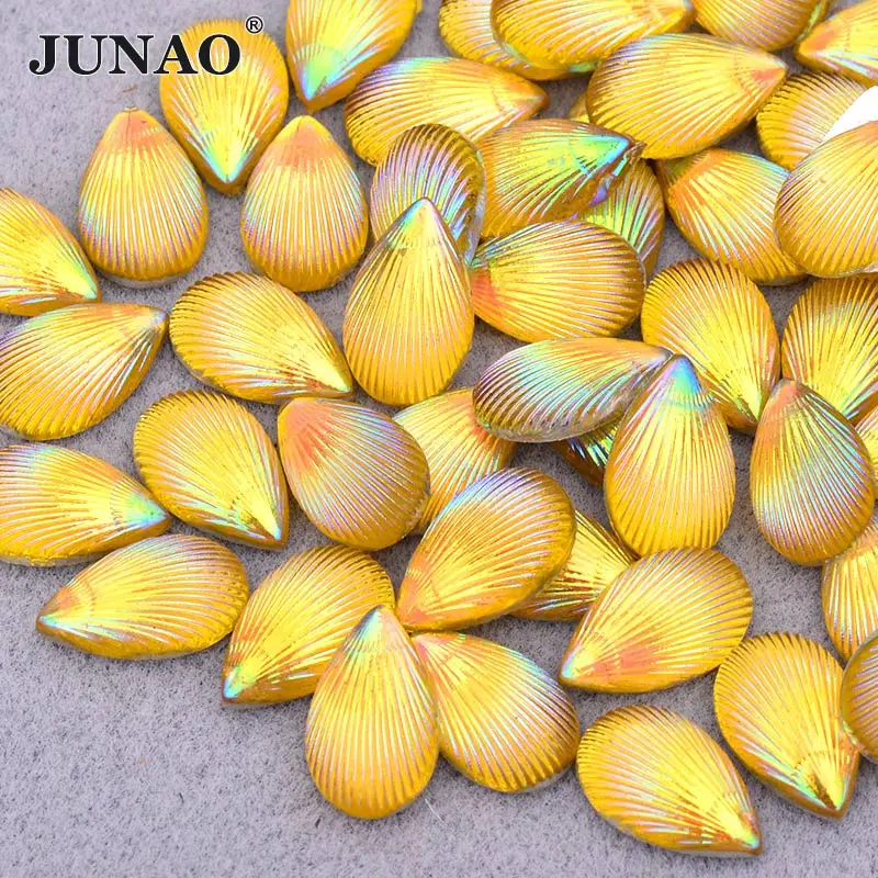 8x13mm-Yellow AB JUNAO 7x15 мм фиолетовый розовый AB Стразы Смола аппликация из страз с плоской задней частью драгоценные камни не Швейные конский глаз камни для одежды ремесла - Цвет: 8x13mm-Yellow AB
