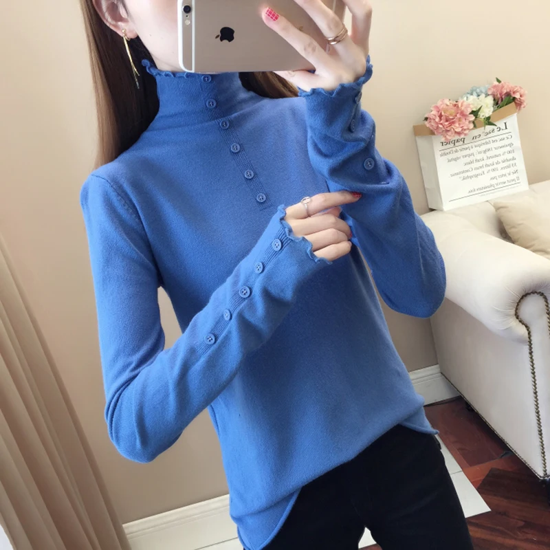 6 Colors Kintted Turtleneck Women Sweater Solid Color Long Sleeve Jumper Korean Fashion Autumn Winter Pullover Beige Blue Red 6 Colors Kintted Turtleneck Women Sweater Solid Color Long Sleeve Jumper Korean Fashion Autumn Winter Pullover Beige Blue Red