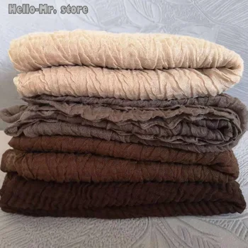 

Wholesale Women Cotton Crinkle Pleated Scarf Hijab Plain Solid Color Pleated Ruched Wrinkle Long Large Scarves Hijabs