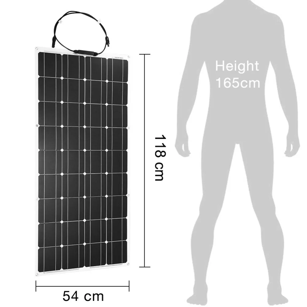 Dokio 18 в 100 Вт Гибкая монокристаллическая солнечная панель для автомобиля/лодки/дома солнечная батарея может заряжать 12 В Водонепроницаемая солнечная панель Китай