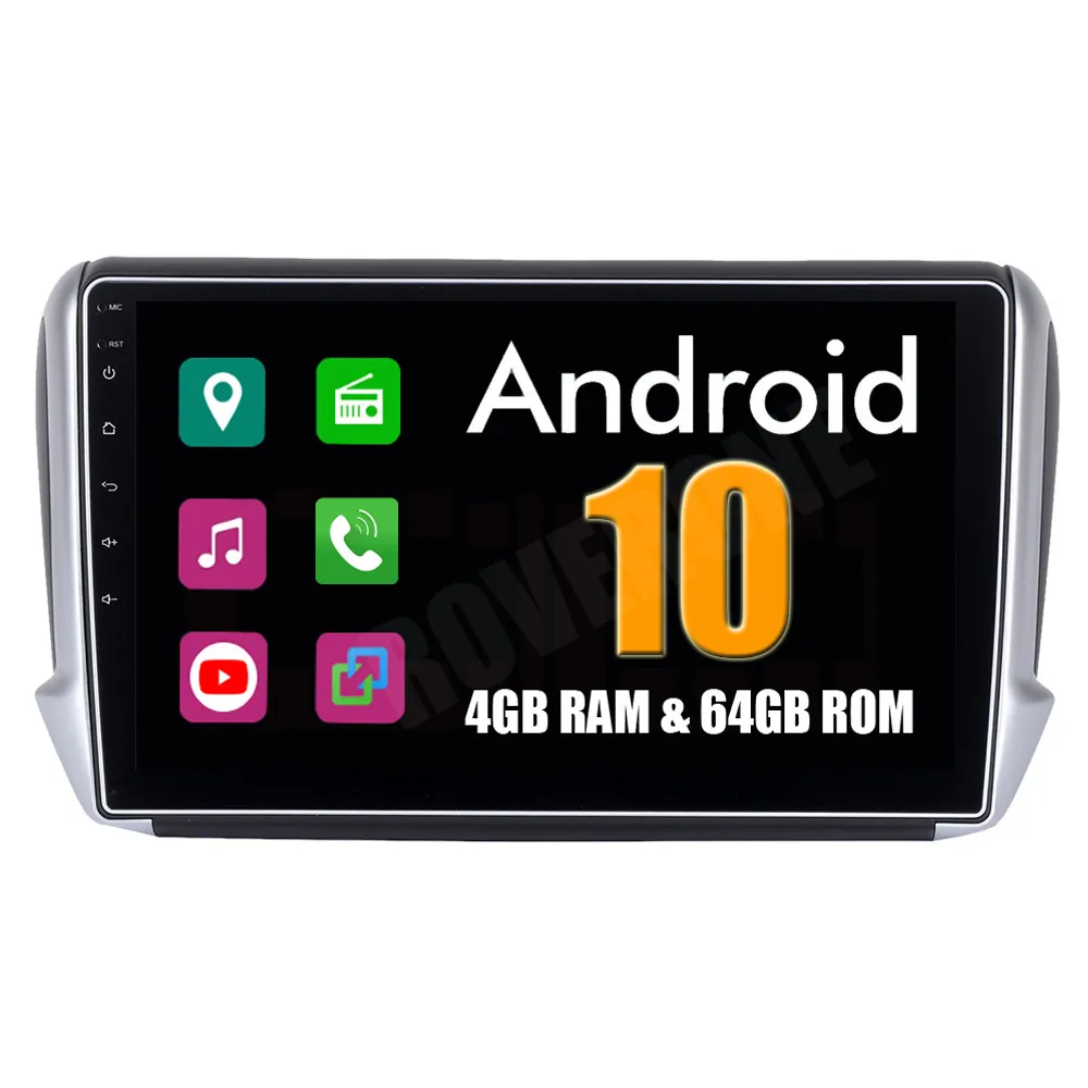 Для Peugeot 208 2008 2014 2015 2016 2017 Android 10 автомобильный магнитофон GPS + ГЛОНАСС Wifi зеркальная
