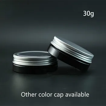 

30g Black Plastic Jar Refillable Cosmetic Facial Mask Lotion Body Cream Bottle Flat Bath Salts Packaging Container Free Shipping