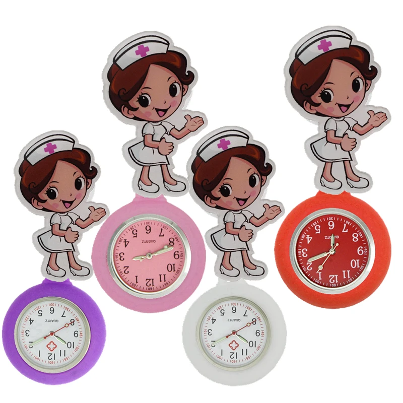 Relojes de bolsillo elásticos de dibujos animados para mujer, pulsera con insignia colgante de hospital, regalo médico