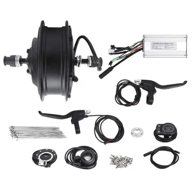 36V 500W Electric Bike Front Wheel Hub Motor Set with KT-900S Display Meter for 12G Wheel Electric Bicycle DIY Conversion Kit