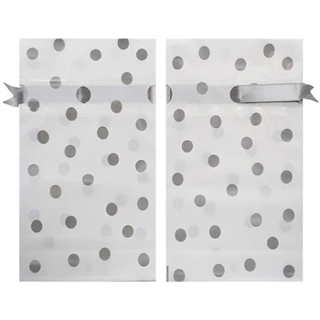 

50 Pack Drawstring Snack Bag PEVA Party Supplies Bag Pouch Biscuit Candy Buffet Gift Box for Wedding Party Bride Engagement Holi