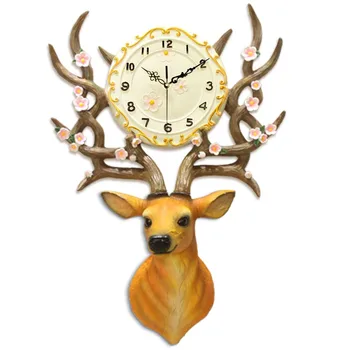 

Creative living room clock northern European deer head modern simple European rich deer atmosphere decoration mute home clock