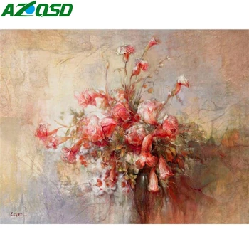 

AZQSD Paint By Number Canvas Kits DIY Flower Home Decoration Acrylic Paint Coloring By Numbers Vase Handpainted Gift