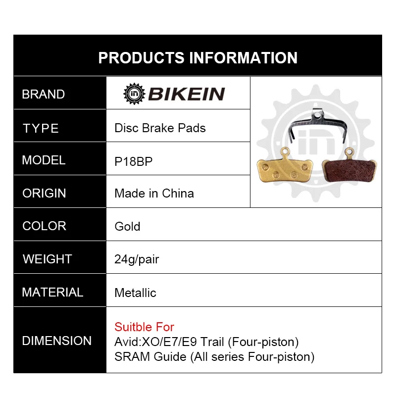BIKEIN-4 пары велосипедных дисковых тормозных колодок для SRAM Guide RSC/RS/R Avid XO E7 E9 Trail 4 Pistion MTB Bike гидравлические тормозные колодки