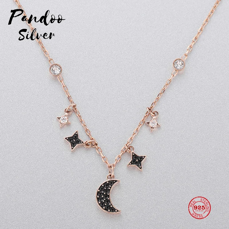 

Fashion Charm Sterling Silver Original 1:1 Copy, Mysterious Moon Stars Wild Clavicle Chain Necklace Female Luxury Jewelry Gifts