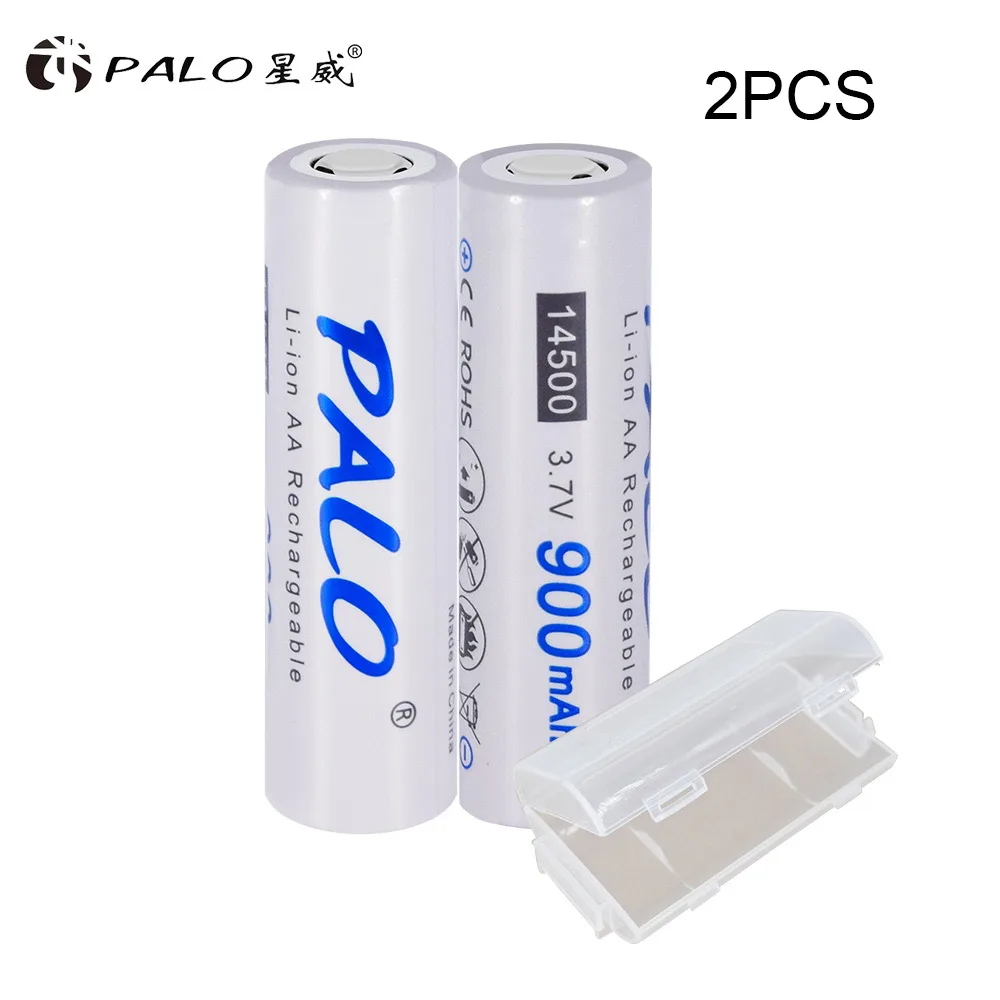 2Pcs Palo 900mA 3,7 V литий-ионная литиевая аккумуляторная батарея 14500 высокой емкости для фонарика - Цвет: 2Pcs