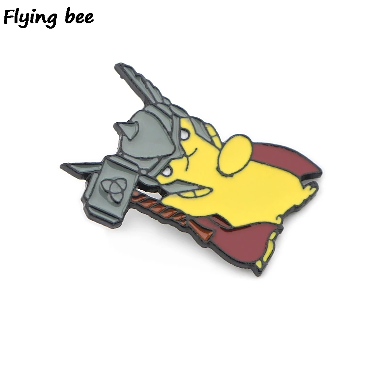 Flyingbee мультфильм Забавный Пикачу булавка эмаль для одежды сумки значок для рюкзака смешная Милая брошь рубашка нагрудные булавки X0402