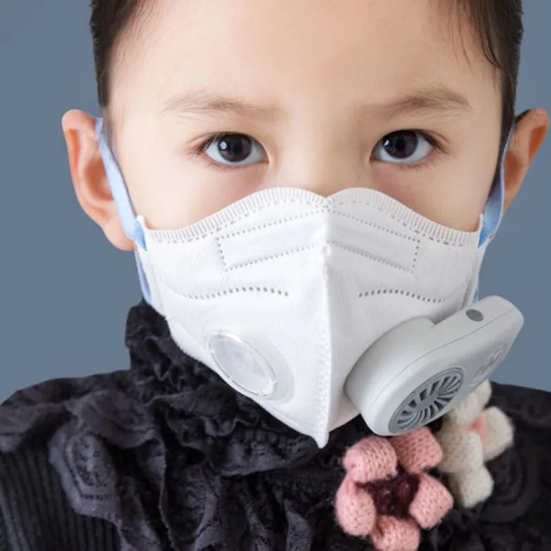 

Children Face Masks with Smart Electric Breathable Valve Air Purifying Respirators Cotton Mask USB Chargeable For Outdoor Travel