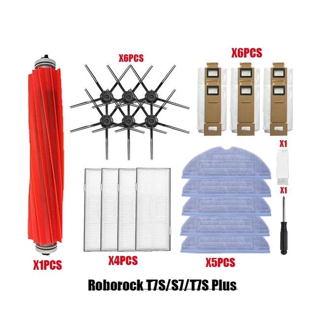 For Roborock S7 T7S Plus vacuum cleaner accessories dust bags mop cleaning cloth HEPA Filter replacement xiaomi G10 robot parts Pink