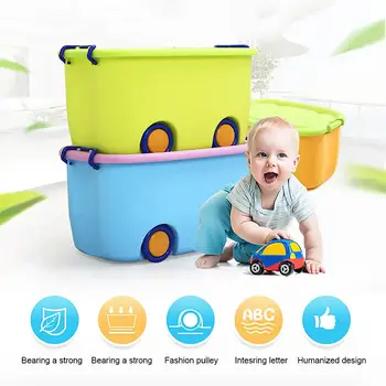 

Children's Colorful Toy Box Pulley Storage Box Multi-Function Toy Storage Case Sundries Clothes Storage Case Home Organizers