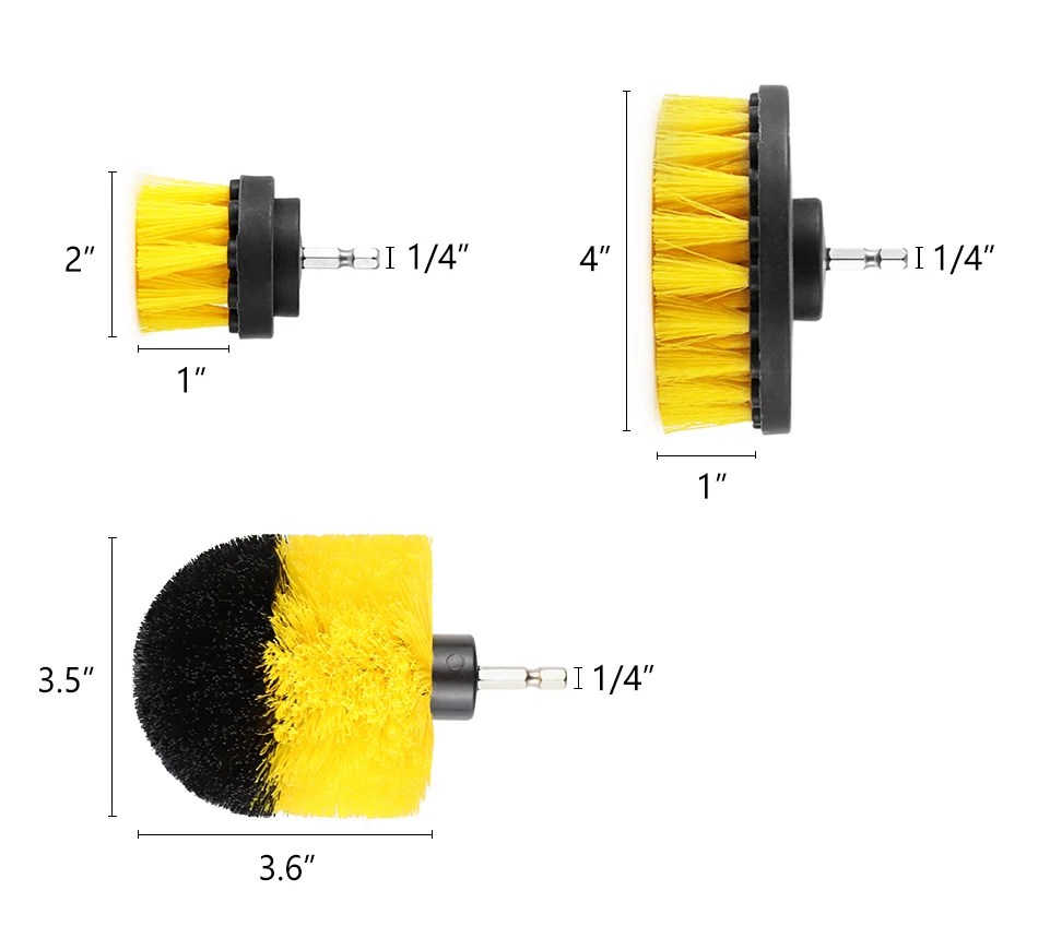 NEWONE 2/3. 5/4 дюймовая электрическая щетка для дрели, скруббер, желтый, средняя жесткость, щетина для ванной и душа, не царапается