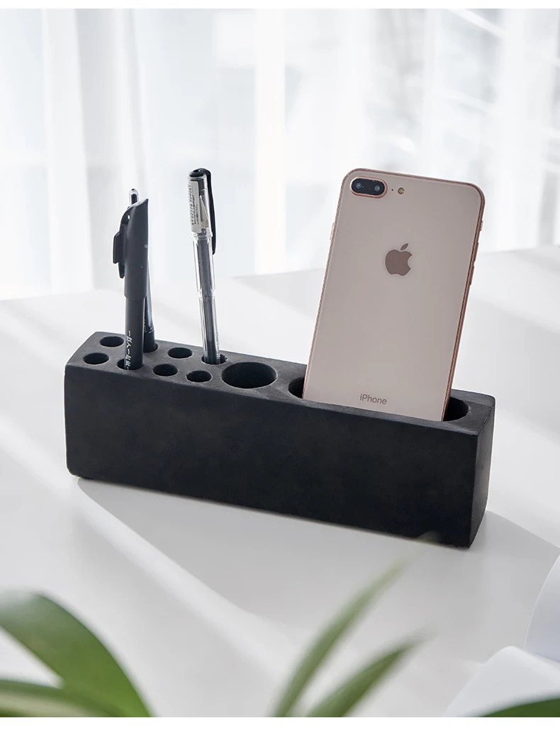 Cement Pen Holder Home Decoration Personality Office Study Room Reception Desktop Display Phone Sundries Multilayer Storage Box