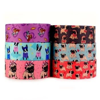 

5 Yards 16mm/25mm/38mm/50mm/75mm Grosgrain/Satin Ribbon Cartoon Dog Cat Printed for DIY Hair Bows Girl Accessories